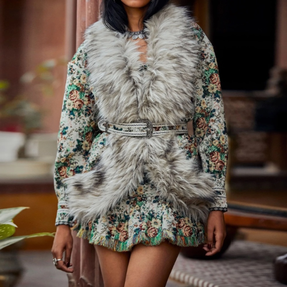 Hemant and Nandita Lief Faux Fur Tapestry Jacket‎